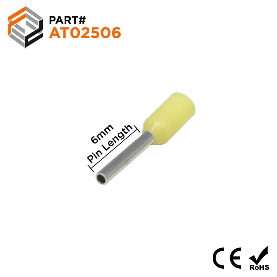AD250016 - 4 AWG (16mm Pin) Insulated Ferrules - Yellow