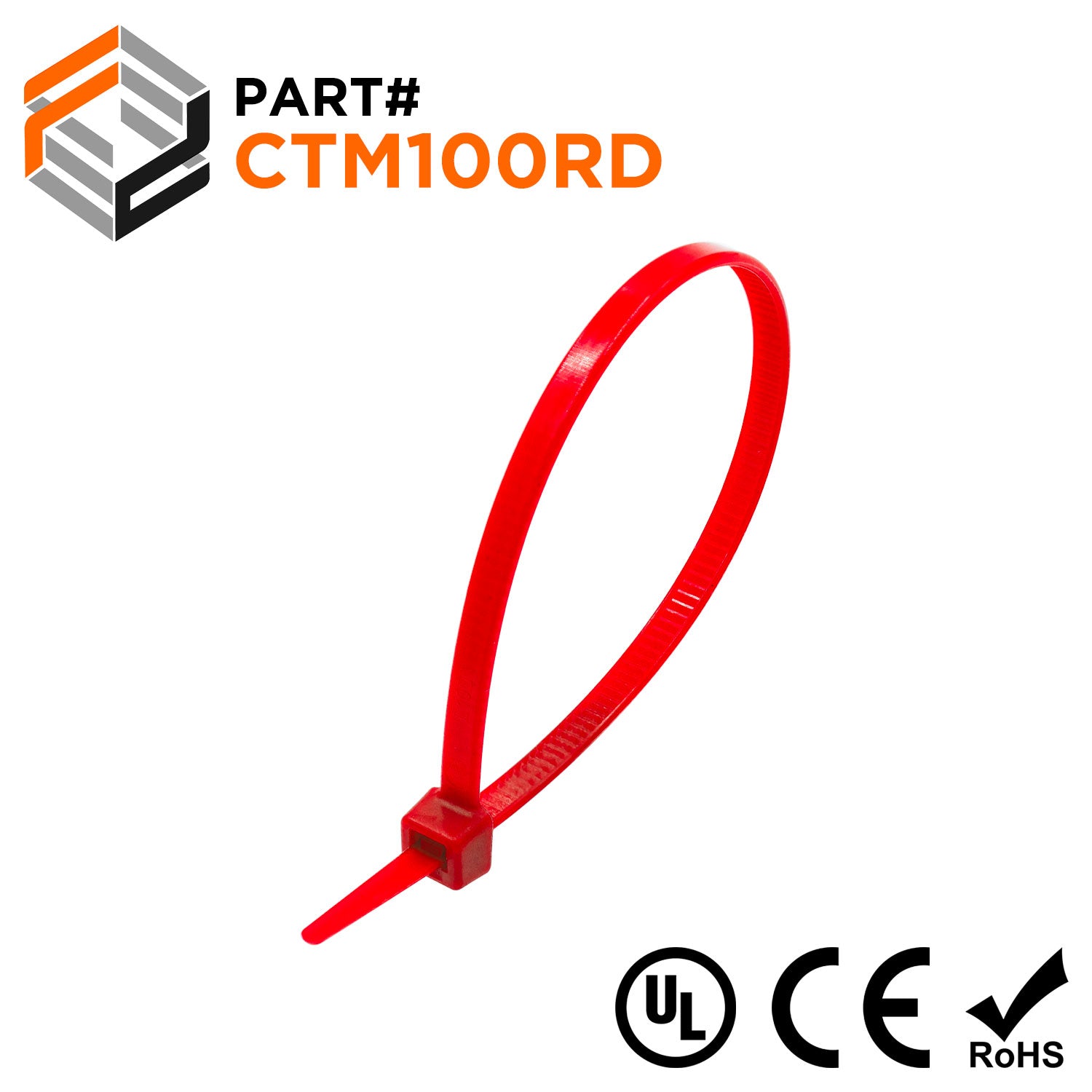 4" Miniature Cable Ties, 18-lb Tensile Strength, Red, UL Approved, 100-Pack - CTM100RD - Ferrules Direct