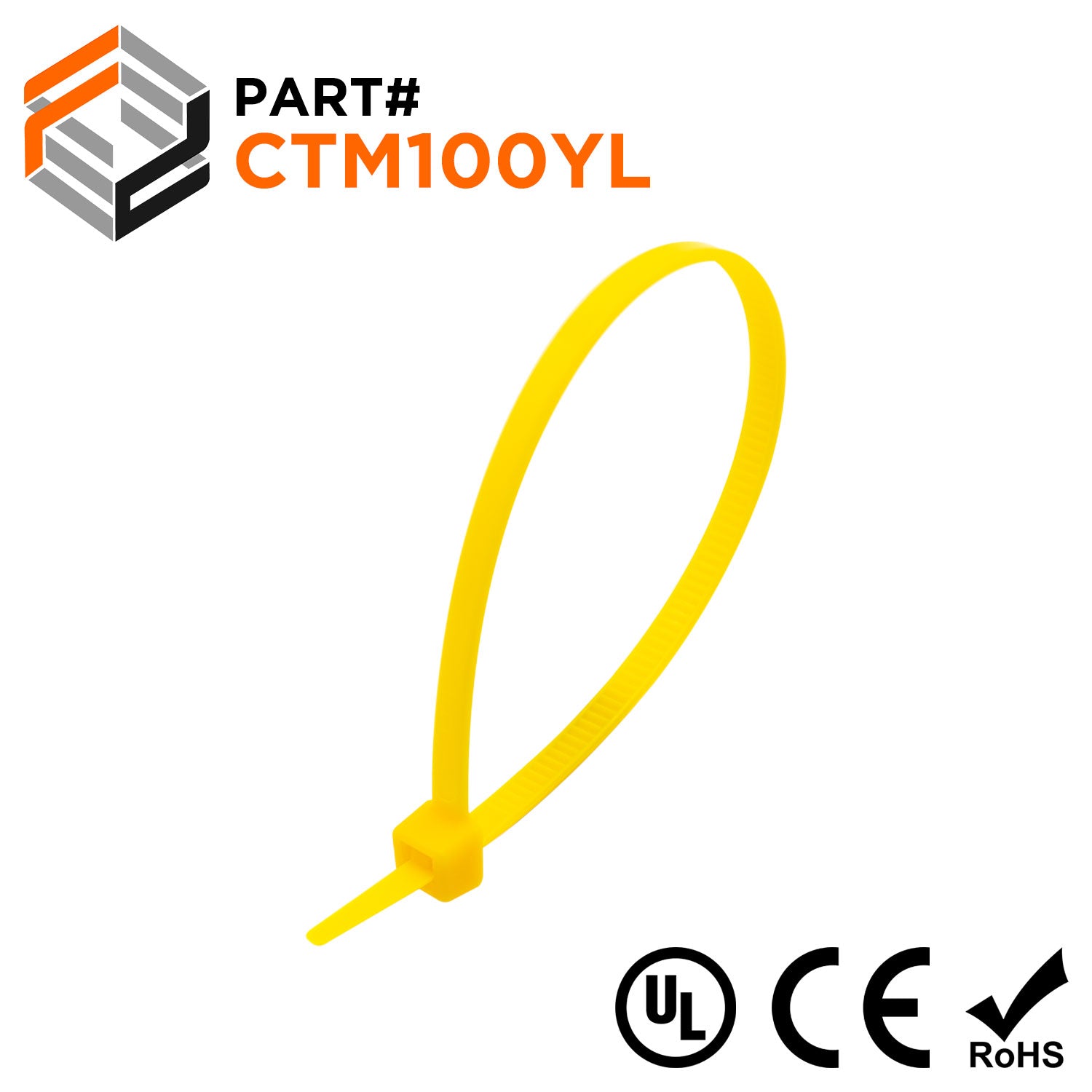 4" Miniature Cable Ties, 18-lb Tensile Strength, Yellow, UL Approved, 100-Pack - CTM100YL - Ferrules Direct