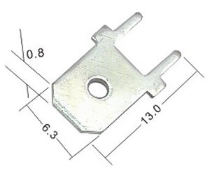 6.3mm Tab, Quick Connect Male Solder Connectors, Tin Plated Brass, 100 pieces - DJ6110-6.3x0.8-T - Ferrules Direct