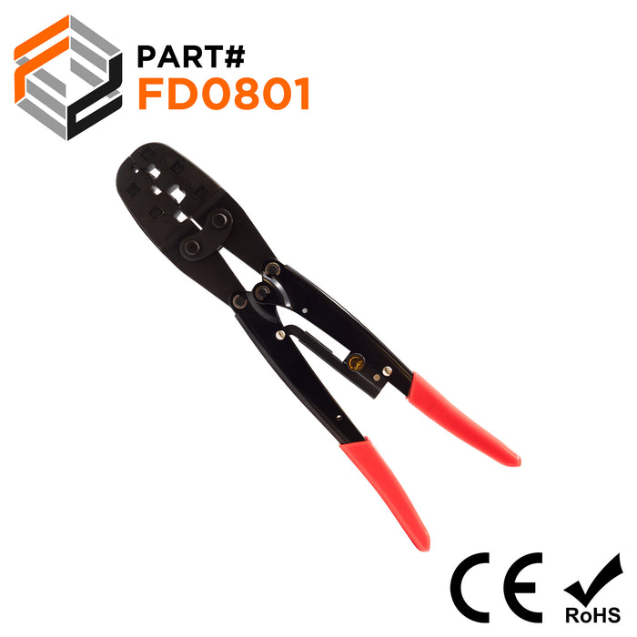 8 to 1 AWG Wire Ferrules Crimping Tool, Ratchet, Heavy Duty, XL Length, C-Crimp Profile - FD0801 - Ferrules Direct