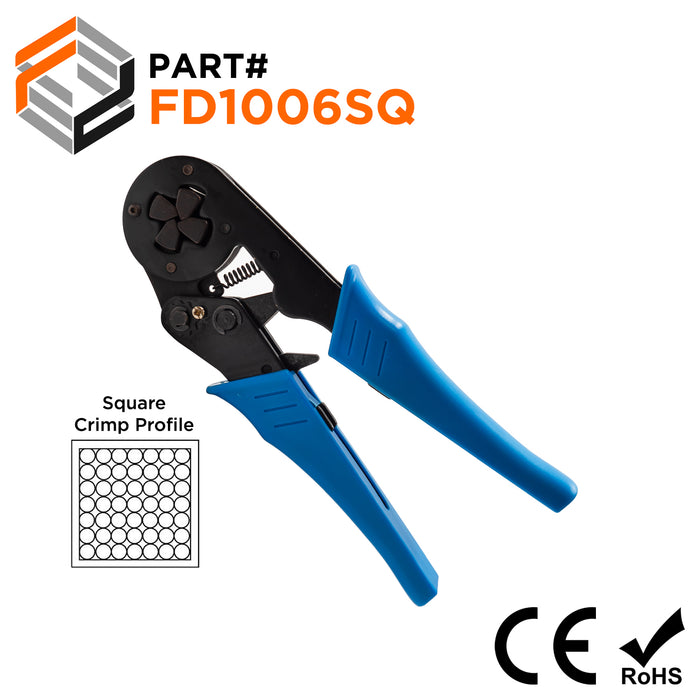 10 to 6 AWG Wire Ferrules Crimping Tool, Self-Adjusting Ratchet, Square Profile - FD1006SQ