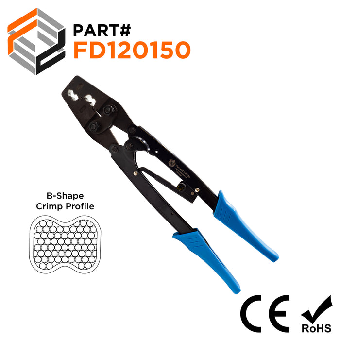 FD120150 - 4/O to 300 MCM Wire Ferrules Crimping Tool, Ratchet, XL Length, B-Crimp Profile, 1 Piece