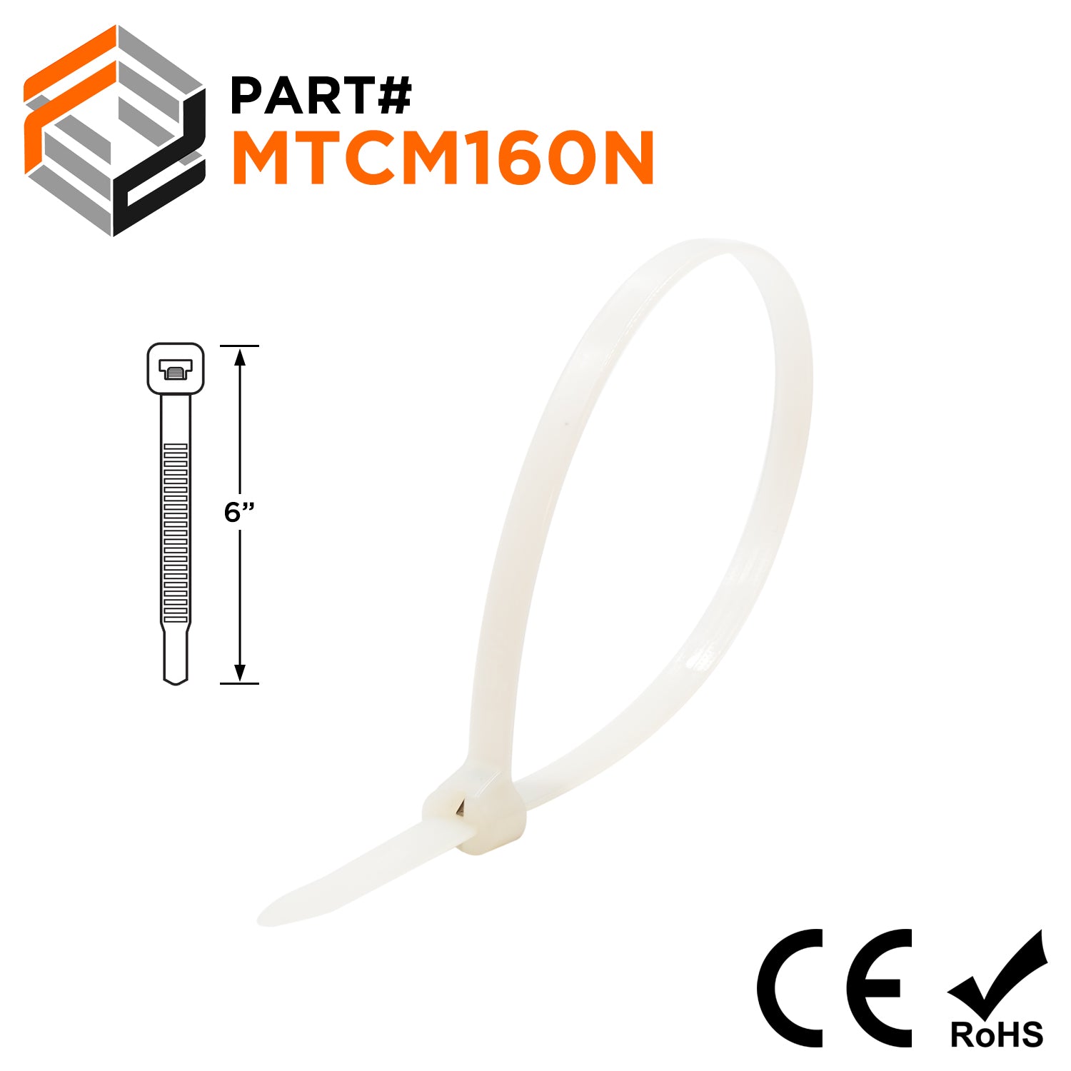 MTCM160N - 6" Metal Tooth Miniature Cable Ties, 18-lb Tensile Strength, Natural, 100-Pack