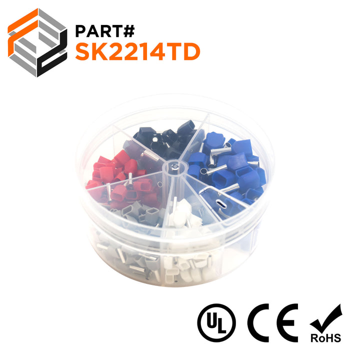 22 to 14 AWG Insulated Twin Wire Ferrules Mini Kit, 250 Pieces, Series D - SK2214TD - Ferrules Direct