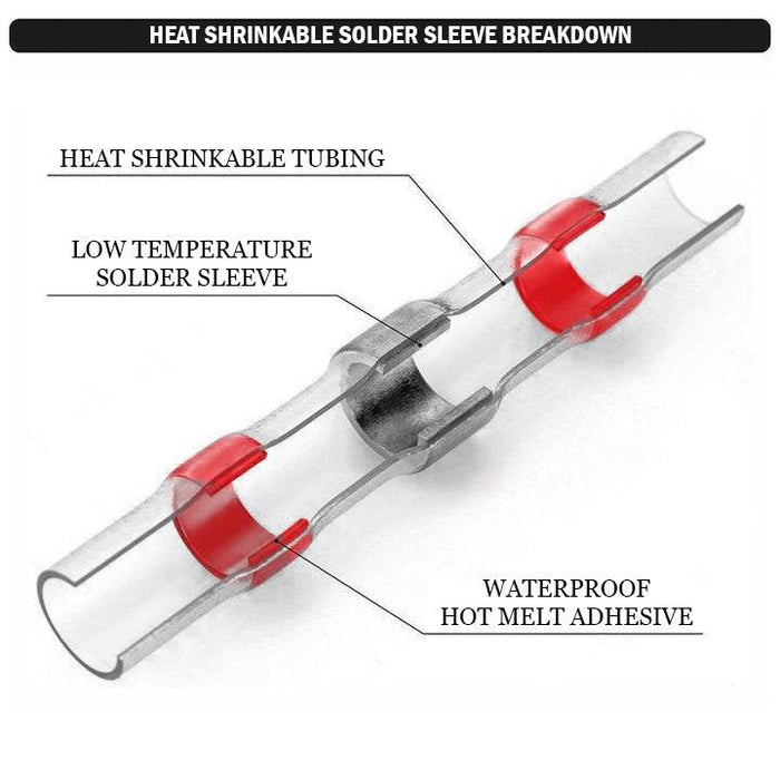 SS2216-150J - Heat Shrink Solder Sleeves - 22-16 AWG - Red - 150pcs - Ferrules Direct