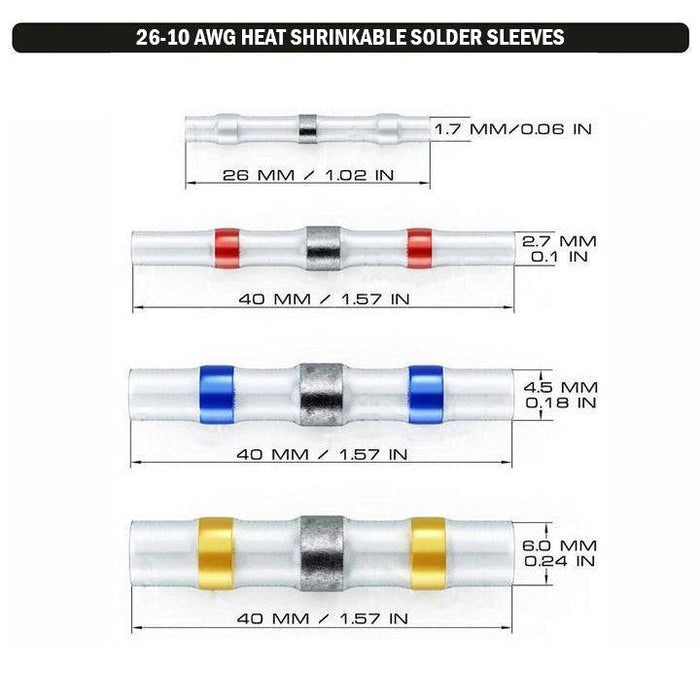 SS2624-200J - Heat Shrink Solder Sleeves - 26-24 AWG - White - 200pcs - Ferrules Direct