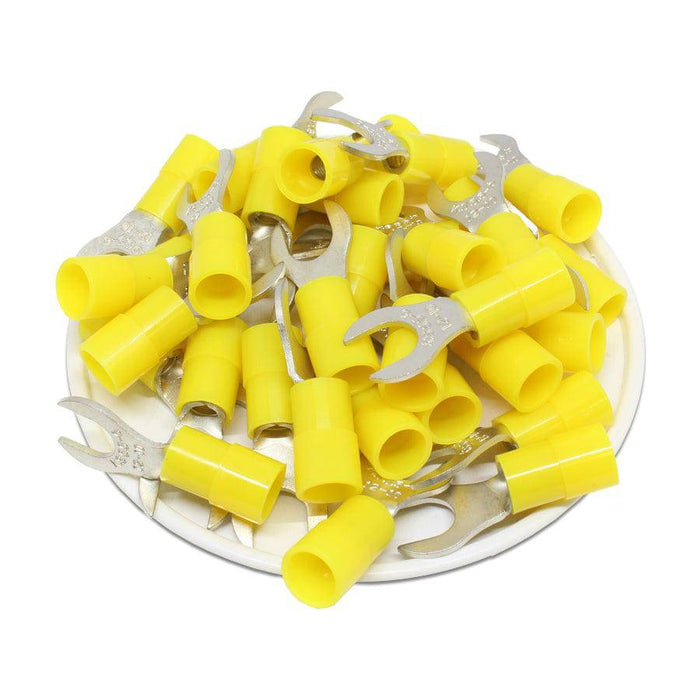 ANYB5-6 - Nylon Insulated Fork Terminals - 12-10 AWG - Yellow - 1/4" Stud - Ferrules Direct