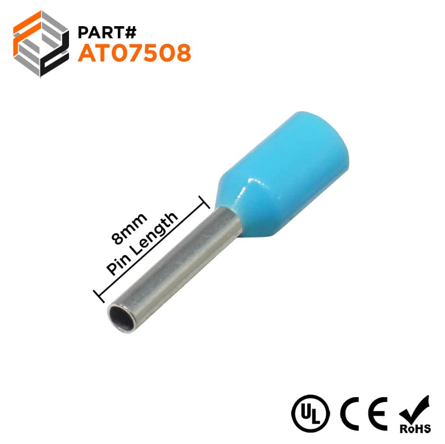 AT07508 - 20 AWG (8mm Pin) Insulated Ferrules - Blue