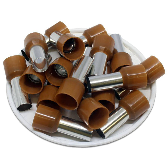 AW250016 - 4 AWG (16mm Pin) Insulated Ferrules - Brown - Ferrules Direct