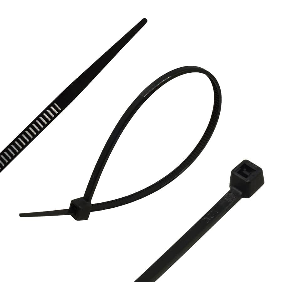 20 Standard Cable Ties, 50-lb Tensile Strength, Black, UV