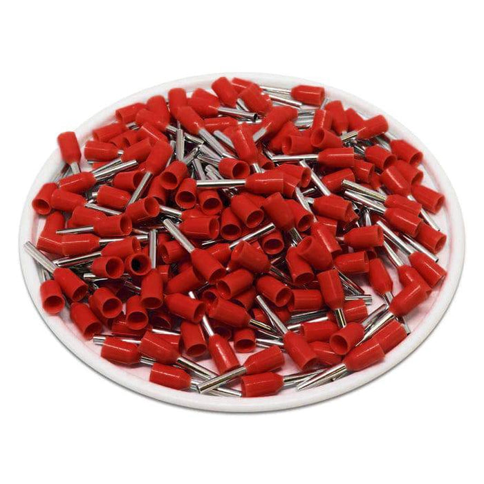 F07508R - 20 AWG (8mm Pin) Insulated Ferrules - Red - Ferrules Direct