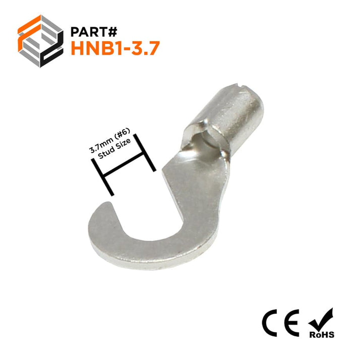 HNB1-3.7 - Non Insulated Hook Terminals 22-16AWG - Ferrules Direct