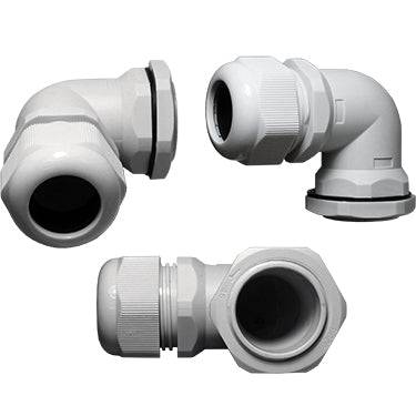 PG9 Right Angle Cable Gland - 4-8mm - Gray - PG0908RA-GY - Ferrules Direct