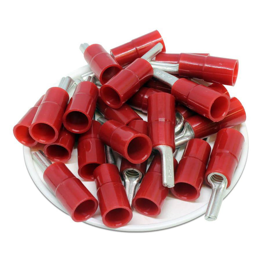 PTNYB10-12 - Nylon Insulated Pin Terminals - 8 AWG - Red | Ferrules Direct