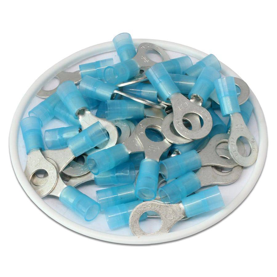 BM 00201,Insulated Ring Lug,1.5-2.5mm2/16-14 AWG,M2.5/#3 Stud, Blue,100  Pc's PKT