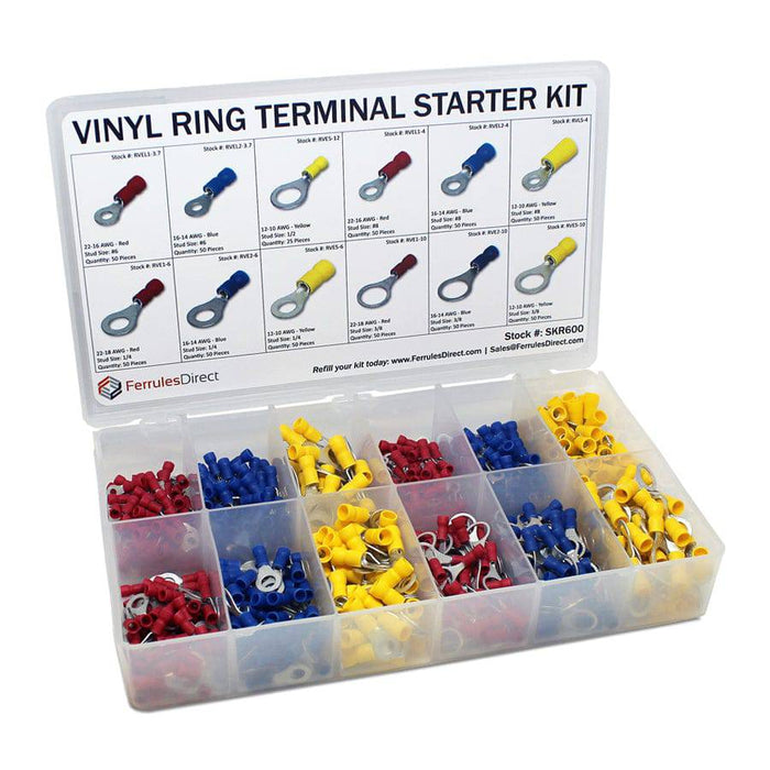 SKR600 - Vinyl Ring Terminal Basic Starter Kit - 575 pieces - Ferrules Direct