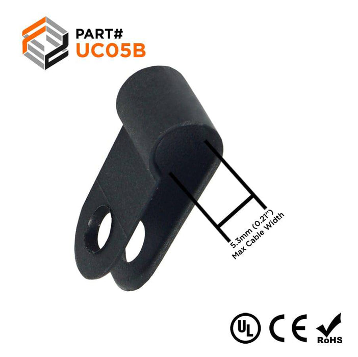 UC05B - Strap Type Cable Clamps - 18.5 x 9.6mm (0.73 x 0.38") - Black - Ferrules Direct