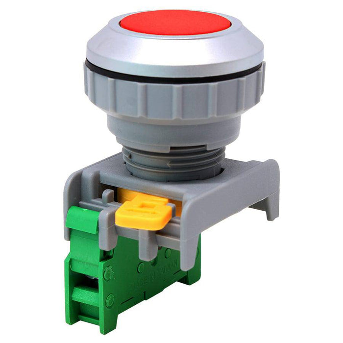 XB30-1/O-RD - 1/O - 30mm Flat Head Push Button Switch - Red - Ferrules Direct